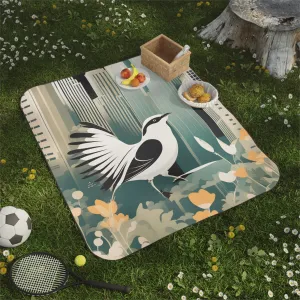 City Bird, Cozy Outdoor Picnic Blanket, Water-Resistant Bottom, 51" × 61"